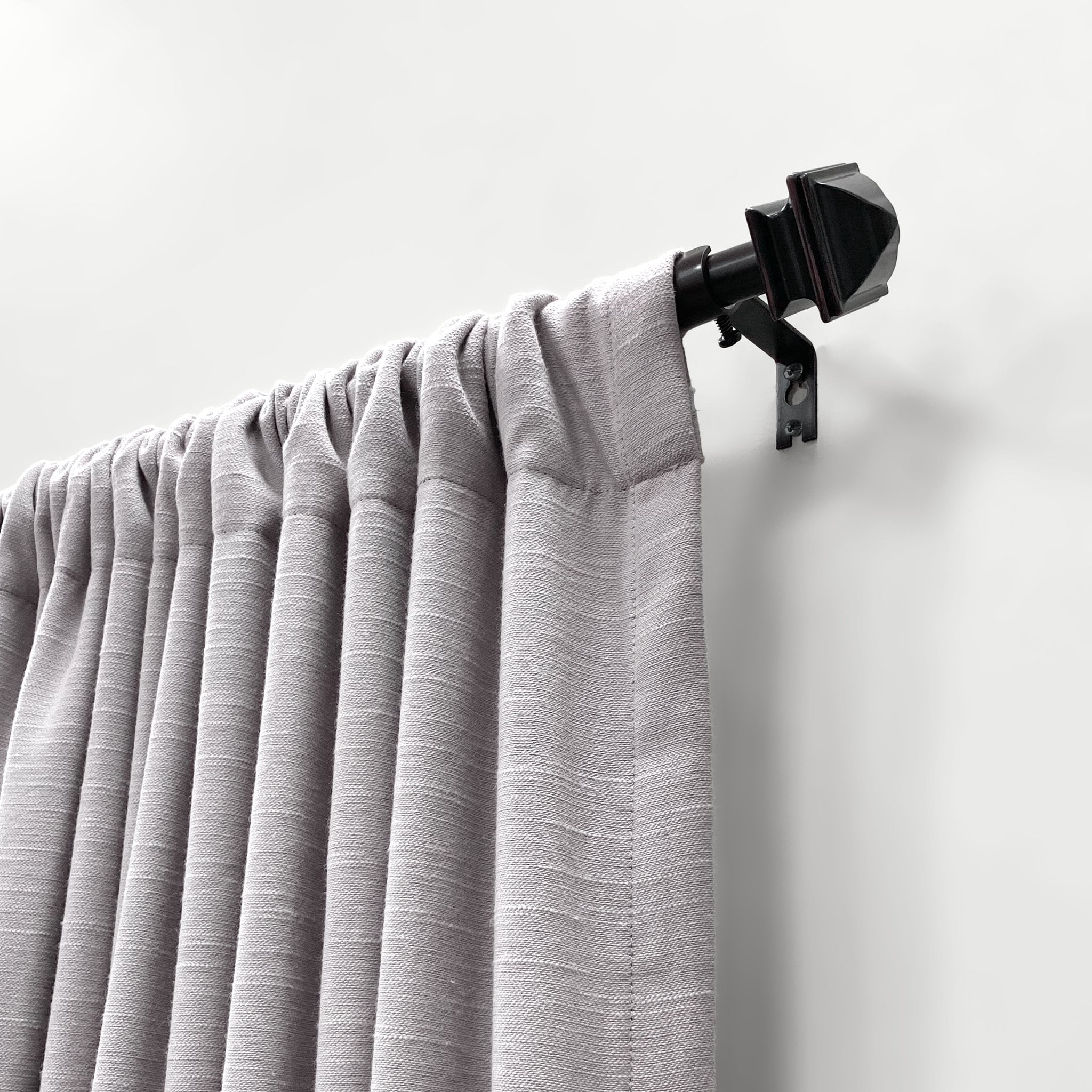 Lumi 5/8" Single Drapery Curtain Rod Set with Faceted Square Finials, Oil Rubbed Bronze, 28"-48"