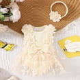 thumbnail image 2 of NIEWTR Baby Girl Summer Outfit Newborn Girl Bubble Romper Short Sleeve Jumpsuit Cute Infant Spring Clothing 3 6 9 12 18 Months(A-Beige,6-9 Months), 2 of 6
