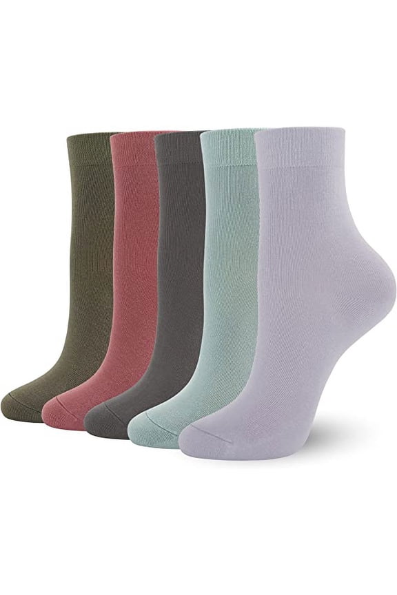 Women's Ankle Socks Bamboo Crew Thin Boot Gentle Comfort Breathable Socks 5 Pairs (Multicolor, Large)