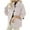 White, variant on Uaswgudfs ​Peter Pan Collar Coat: Women’s Autumn Mid-Length Button-Up with Textured Woven Fabric & Adjustable Cuffs - Functional Patch Pockets​