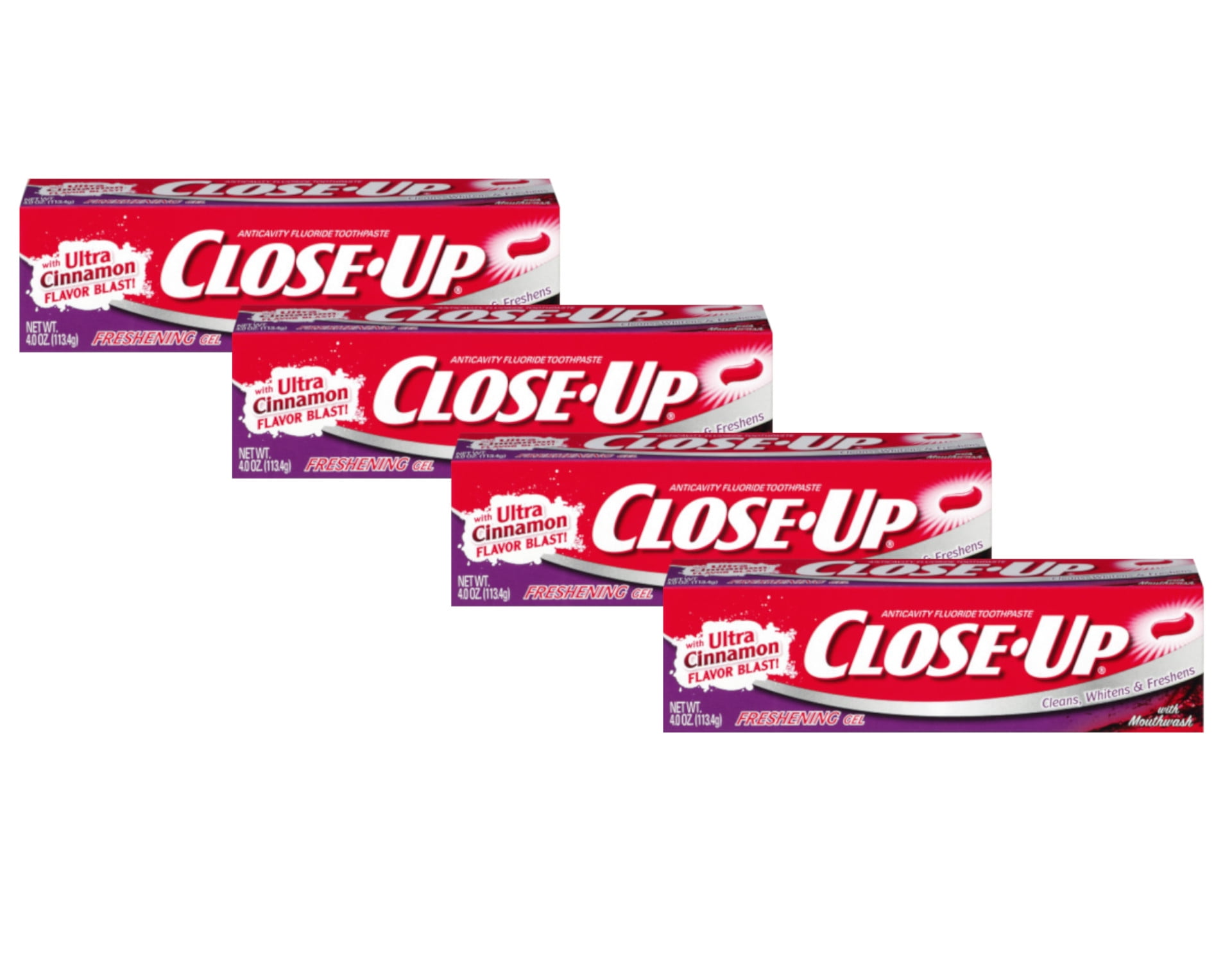 CLOSE-UP Freshening Red Gel Cinnamon Toothpaste, 4OZ - Pack of 4