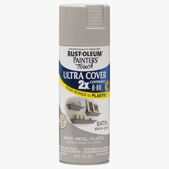 6-Pack of 12 oz Rust-Oleum 33486 Painter’s Touch 2X Stone Gray Ultra Cover Paint Primer Spray Paint, Satin