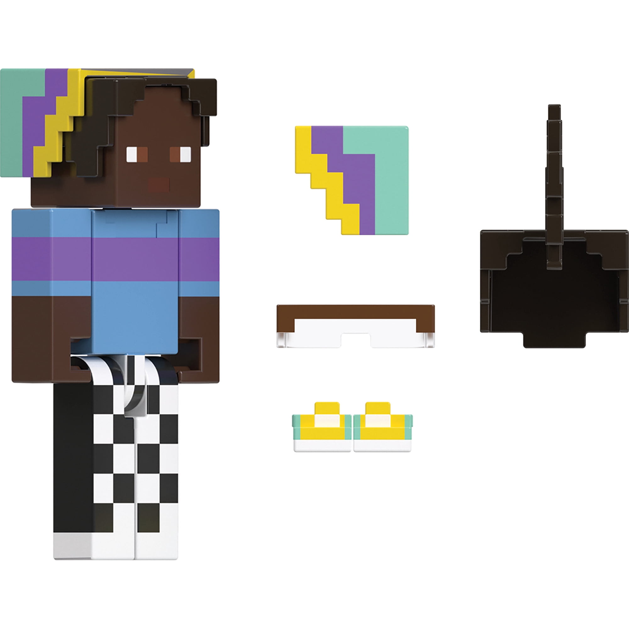 Minecraft Creator Series Camp Enderwood Checkered Slacks Action Figure & Accessories, 3.25-in Scale