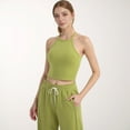thumbnail image 2 of Women's High Neck Cropped Tank Top with Racer Style Straps and Seamless Fit for Active and Casual Wear - X Large, Green, 2 of 7