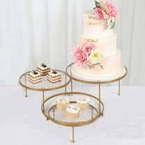 Efavormart 23" 3-Tier Gold Metal Cupcake Stand With Clear Round Acrylic Plates, Dessert Cake Display Holder