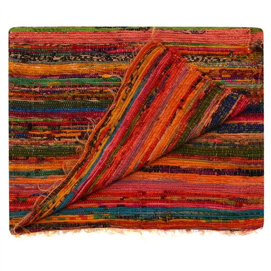 5X7 FT Fair Trade Handmade Rag Rug Chindi Yellow Color Indian Mat Recycled Decor 