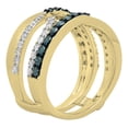 thumbnail image 2 of Dazzlingrock Collection 0.90 Carat (ctw) 14K Round White & Blue Diamond Ladies Wedding Guard Double Band, Yellow Gold, Size 8.5, 2 of 7
