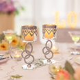 thumbnail image 4 of Candelabros CHAO 2 piezas dorado y cristal plateado altura 17,5 cm, 4 of 5