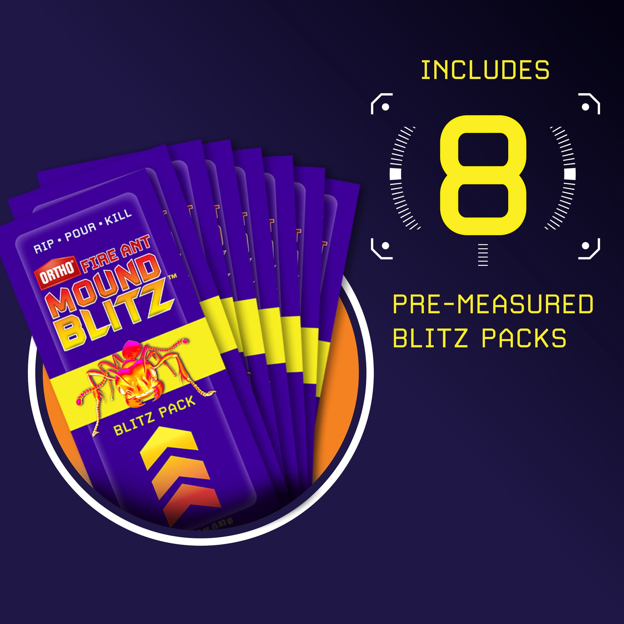 (2 pack) Ortho Fire Ant Mound Blitz, Fire Ant Killer, For Lawns, 8 Pre-Measured Packs