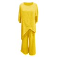 thumbnail image 4 of NMMUED Summer Women’s Cotton Linen 2 Piece Lounge Set Casual Outfits Asymmetrical Draped Top Wide Leg Pants with Pockets Relaxed Fit Lightweight Matching Loungewear Linen 2 Piece Set for Women, 4 of 5