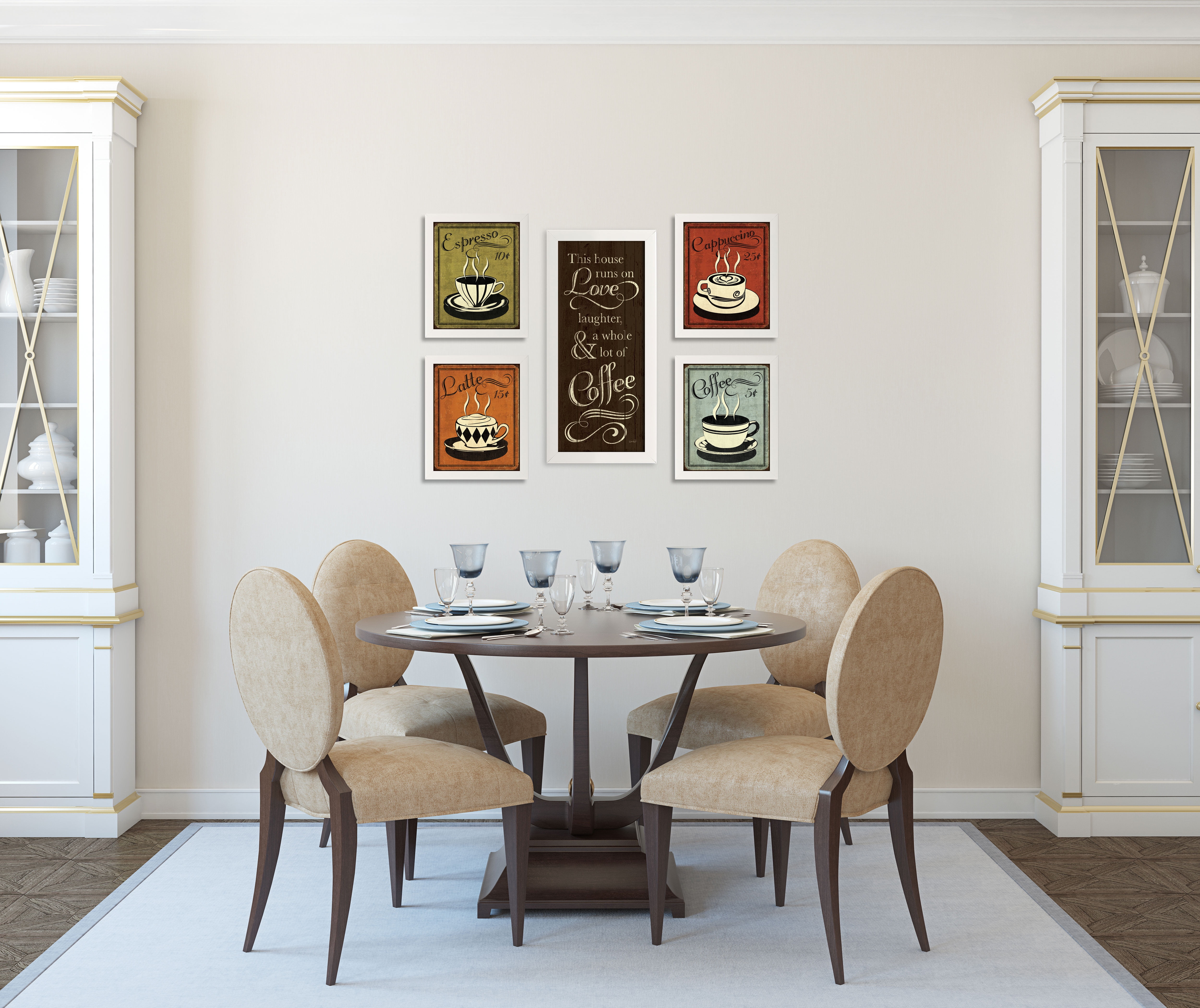 Gango Home Decor Retro Coffee Cup & Quote Kitchen Wall Art; Five Multi