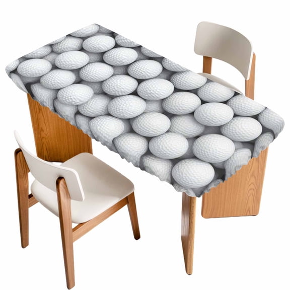 Golf Table Cloths for 5 Foot Rectangle Tables, Modern Geometric Abstract Balls Textured Patio Waterproof Elastic Fitted Tablecloths, Washable Rectangular Table Cover for Camping
