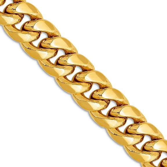 9.3mm 14k Yellow Gold Polished Lobster Claw Closure Hollow Comfort Curb Chain Necklace 20 Inch Chain Necklace for Women