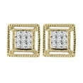 thumbnail image 2 of Dazzlingrock Collection Round White Diamond Square Shape Pushback Stud Earrings for Women (0.10 ctw, Color I-J, Clarity I2-I3) in 10K Yellow Gold, 2 of 6