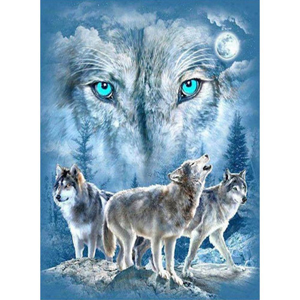 5D DIY Full Drill Square Diamond Painting Snow Wolf Cross Stitch Mosaic Kit  #Z 