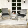 thumbnail image 2 of Gymax 3 Pieces Patio Furniture Set PE Rattan Porch Chairs w/ 2-Tier Table Black, 2 of 10