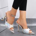 thumbnail image 5 of Xfvqtps Women High Heeled Shoes Open Toe Chunky Heeled Artificial Leather Sandals Wearing Thick Soled Thick Sandals Outside Silver, 5 of 7