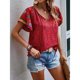 thumbnail image 2 of Mujeres tie V Masajeadores de cuello manga corta blusa floral impresión suelta elegante casual camiseta, 2 of 6