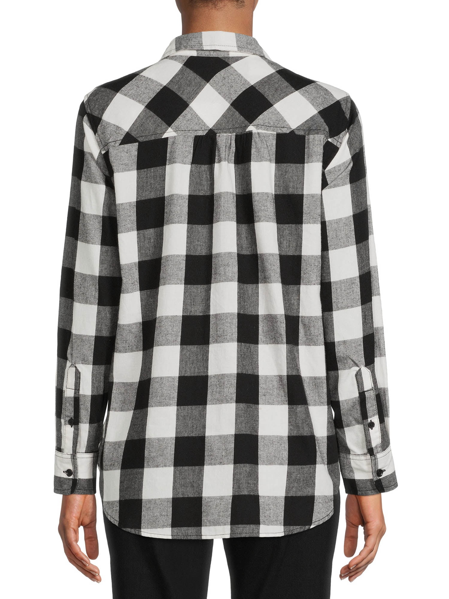 Time and Tru Plaid Flannel Button Front, Blouses and Tops (Women's M)