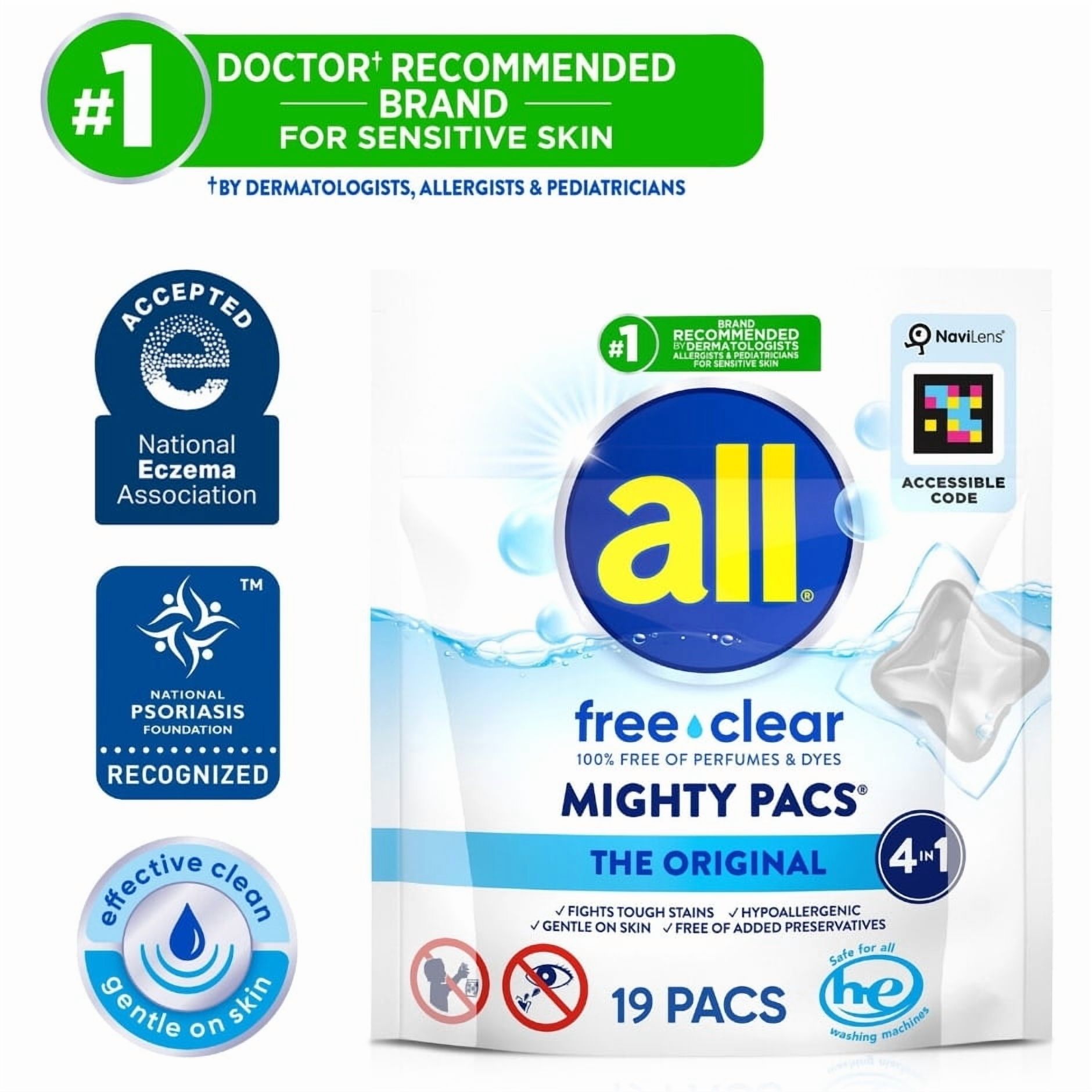 All Mighty Pacs Laundry Detergent 4 in 1 (Pack 2) - 38 Count