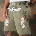 thumbnail image 2 of IWRICH Men's Graphic Printed Retro Shorts Elastic Waist Drawstring Short Pants Casual Fashion Plus Size Pants with Pockets Light Green L, 2 of 4