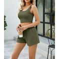 thumbnail image 3 of SMZ Two Piece Summer Outfits 2 Piece Sets 2025 Sleeveless Matching Lounge Crop Top High Waisted Short, 3 of 4