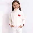 thumbnail image 6 of Cowsor Girls Heart Embellished Turtleneck Sweater Long Sleeve Knit Pullover Warm Top for 3-10 Years Old Winter Daily Wear, 6 of 6