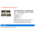 thumbnail image 2 of Front Brake Pad Set - Compatible with 2017 - 2022 Mercedes-Benz C43 AMG 2018 2019 2020 2021, 2 of 2