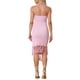 thumbnail image 3 of INSPIRE CHIC Vestido de fiesta para mujeres midi elegante con tirantes halter, sin mangas, con flecos, vestido de noche ajustado largo color rosa claro M, 3 of 5