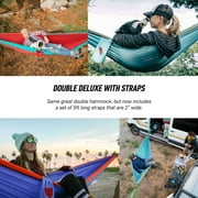Grand Trunk Double Deluxe Hammock with Straps – Extra-Wide Parachute Nylon Hammock for Two, 10'6 x 6'6, 400 lb Capacity, Includes Tree-Friendly Straps & Carabiners