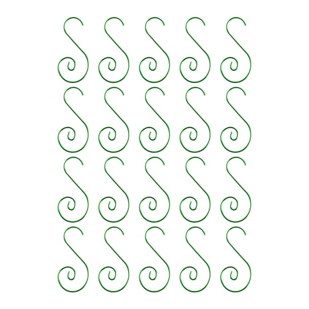 20 ganchos para adornos navideños en forma de S, versátiles y de alta fiabilidad. Verde