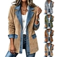 thumbnail image 6 of Hsovts Women's Faux Suede Blazer Jacket, Warm Comfort Notched Lapel Single Breasted Brown Faux Suede Leather Suit Jacket for Womens Casual Winter Coat Camel 2XL, 6 of 6