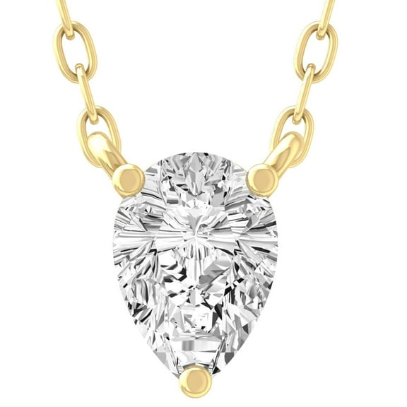Araiya Fine Jewelry 14K Yellow Gold Pear-Shape Lab Grown Diamond Solitaire Pendant with Silver Yellow Plated Cable Chain Necklace for Women (1/2 cttw, D-F Color, VS Clarity) 18"