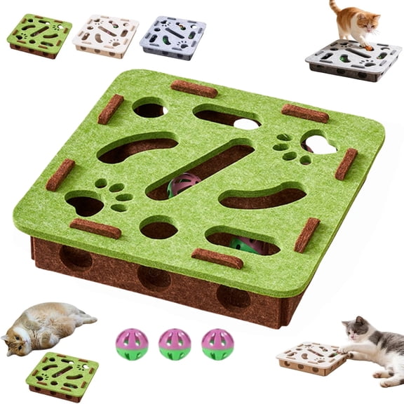 Cat Nail File Enrichment Box, Cat Scratch Puzzle Box, Funny Interactive Cats Puzzle Toy for Stress Nail Care, Scratching, Hunting & Indoor Enrichment(Green)