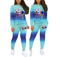 thumbnail image 4 of FOCUSNORM Ensemble Sweat à Manches Longues + Pantalon Taille Haute pour Femmes avec Imprimé Lèvres, 4 of 5