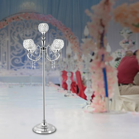 5 Arm Floor Candelabra,49" Tall Wedding Centerpieces Tables Floor Mount Silver