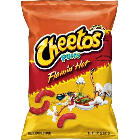 Cheetos Puffs Flamin' Hot Cheese Flavored Snacks, 2.125 oz Bag