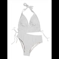 thumbnail image 1 of Conjuntos de Bikini para Mujer, de Cintura Alta, Acanalados, con Cuello Halter y Cordón Fruncido, de Dos Piezas. M, 1 of 8