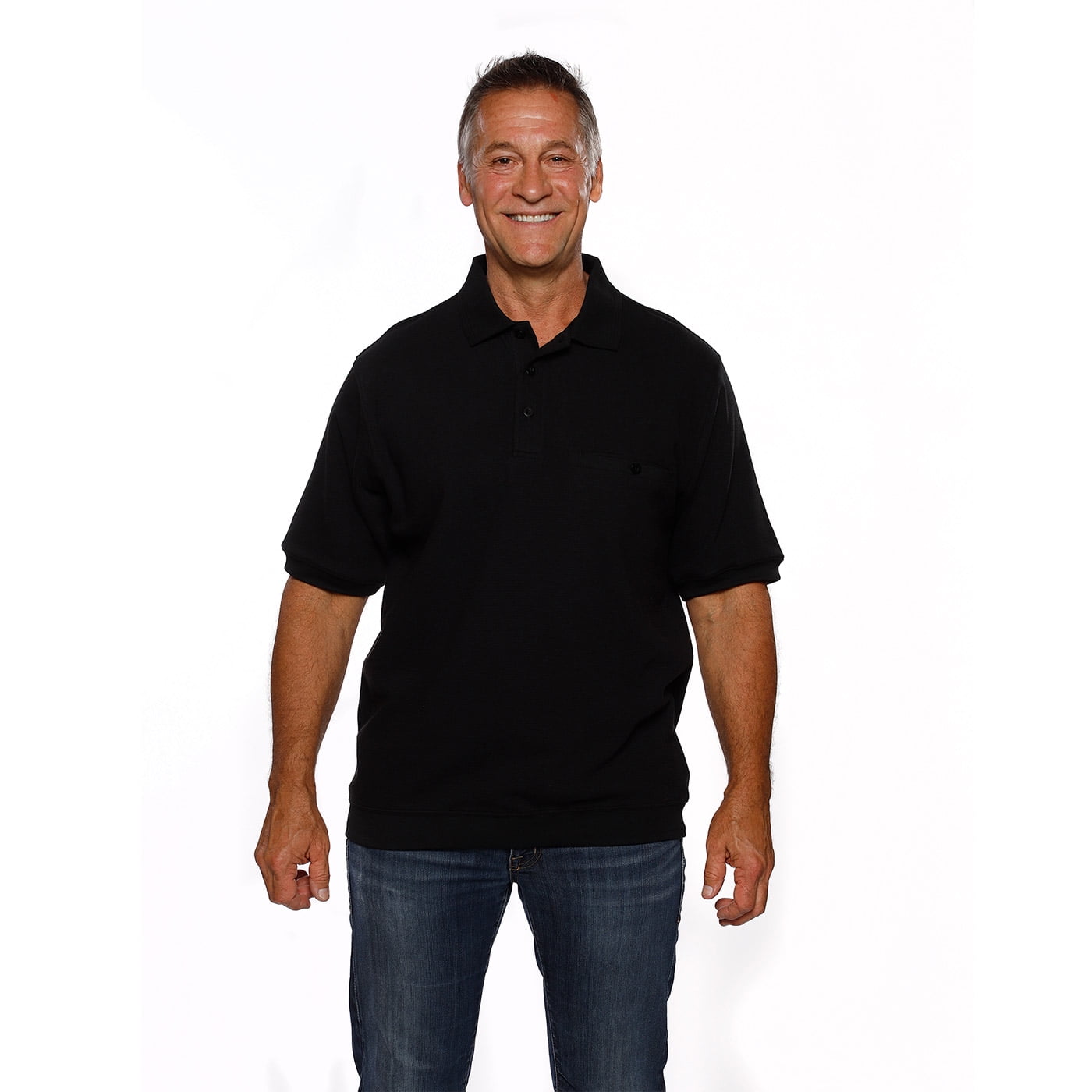 Classics by Palmland - Classics by Palmland Short Sleeve Banded Bottom Polo Shirt with Pocket 