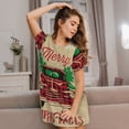 thumbnail image 3 of Balery Christmas Vintage Red Truck Camisón de manga corta con cuello redondo para mujer, cómodo y elegante., 3 of 6