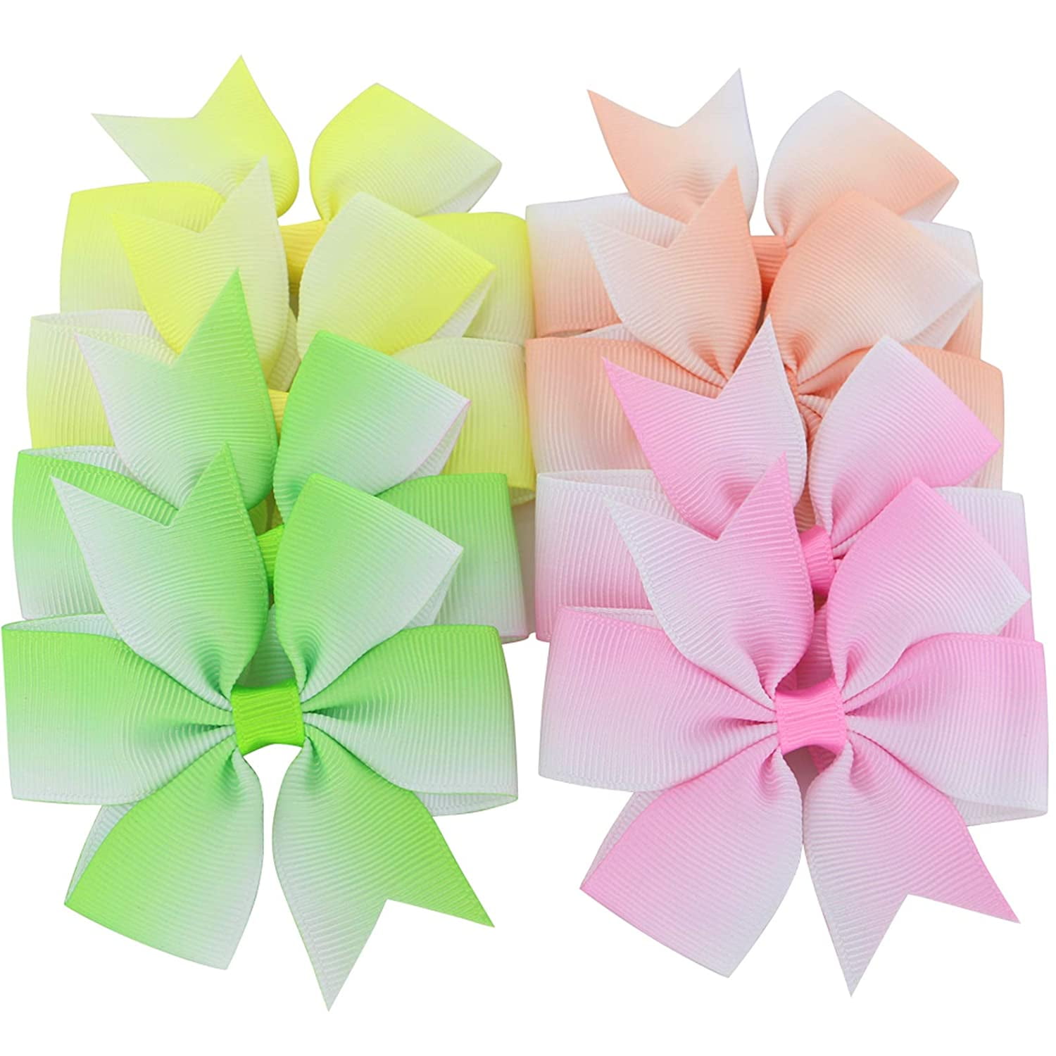 MUCHENGGIFT 120PCS 3inch Grosgrain Ribbon Polka Dot Pinwheel Hair Bows Boutique Rainbow Bows Alligator Clips For Girls Toddlers Teens(60Colorsx2)