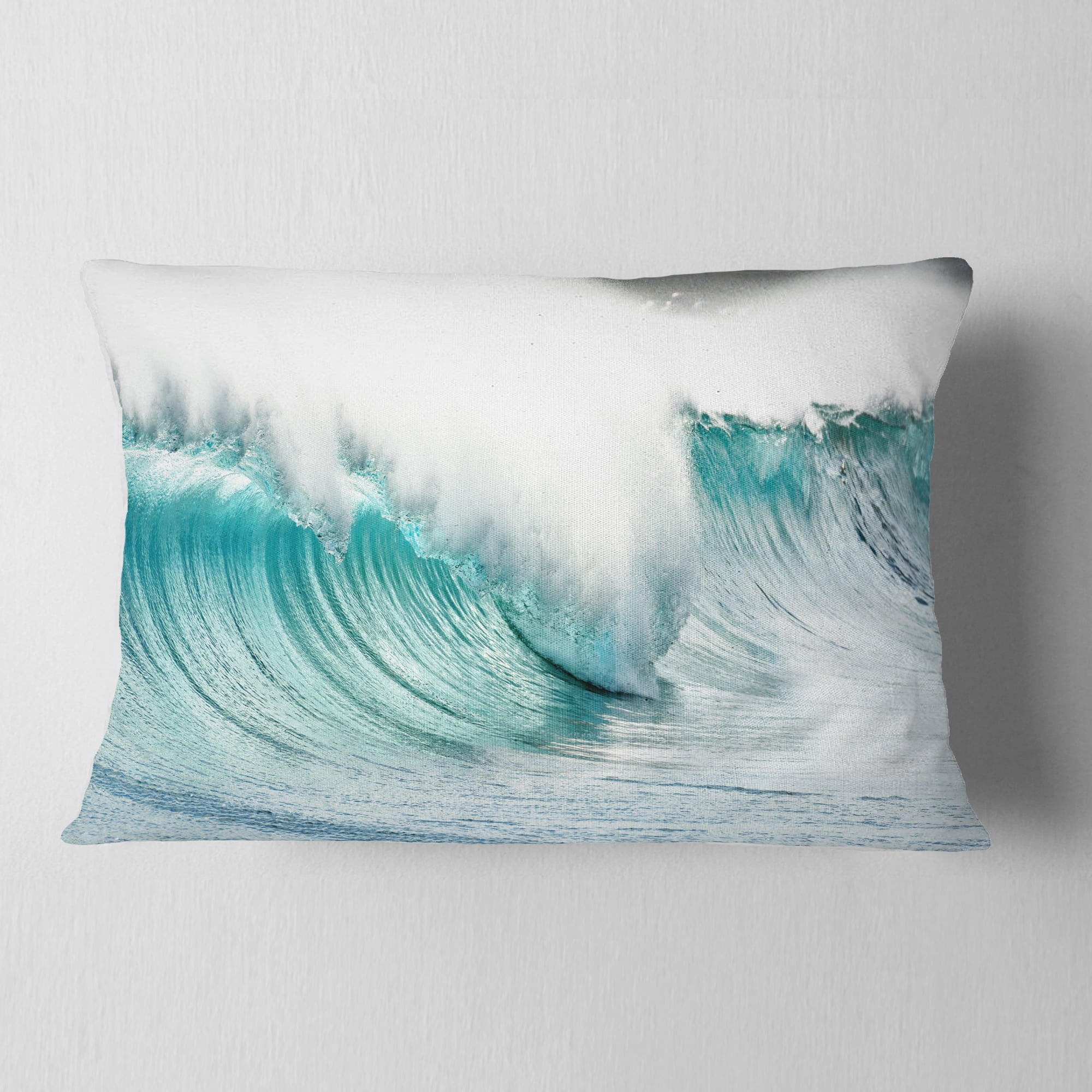 Designart 12" x 20" Blue Polyester Throw Pillow