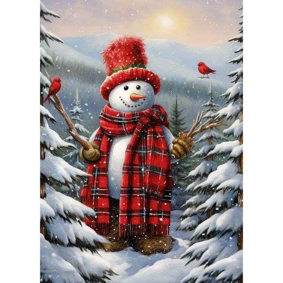 Merry Christmas Snowman Sear Scarf 5D Diamond Art DIY Paint with Full Drill Round Diamond Gems Painting by Number Kits for Adults Art Craft Home Wall Decor 15.8x19.8inch