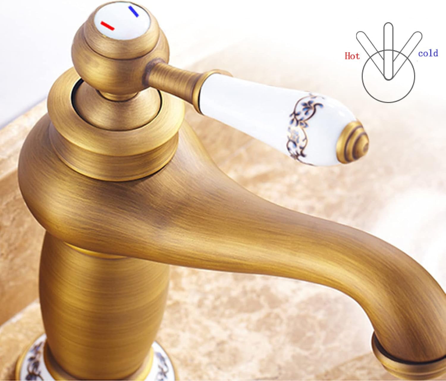 Antique Brass Bathroom Sink Faucet, Hot and Cold Water Mixer Tap, Vintage Bathroom Faucet, Single Handle Single Hole Bathroom Sink Faucet, Chrome