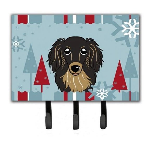 Carolines Treasures BB1709TH68 Winter Holiday Longhair Black And Tan Dachshund Leash & Key Holder