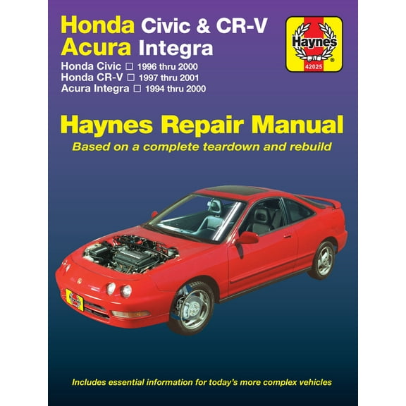 Pre-Owned Honda Civic, Cr-V & Acura Integra 1994 Thru 2001 Haynes Repair Manual: Honda Civic - 1996 Thru 2000 (Paperback) by Larry Warren