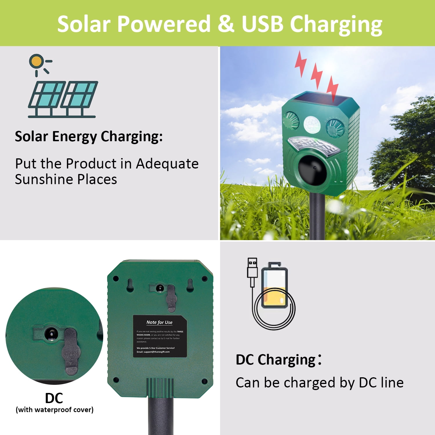 2 Pack Solar Ultrasonic Wildlife Repellent with Motion Sensor & LED Lights, AR33 Waterproof Outdoor Deer Repellent Device for Yard, Garden & Lawn – Effective Against Coyotes, Raccoons & Fox