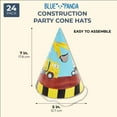 thumbnail image 2 of Construction Truck Birthday Party Cone Hats (5 x 7 in, 24 Pack) Blue, 2 of 6