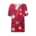 thumbnail image 4 of HEILAU American Flag Graphic T Shirts for Women 4th of July Tees V Neck 2025 Button Short Sleeve Independence Summer Shirt Patriotic Tops, 4 of 8