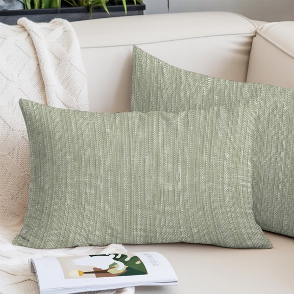 Solid Color Green Pillow Protectors with Zipper Standard Size, Modern Simple Linen Texture Soft Brushed Microfiber Breathable Throw Pillow Covers, Decorative Pillowcase for Sofa Couch Bedroom 20"x26"